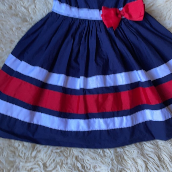 Navy Dress Keyhole Back Free Bow Sz 6X - Picture 4 of 11